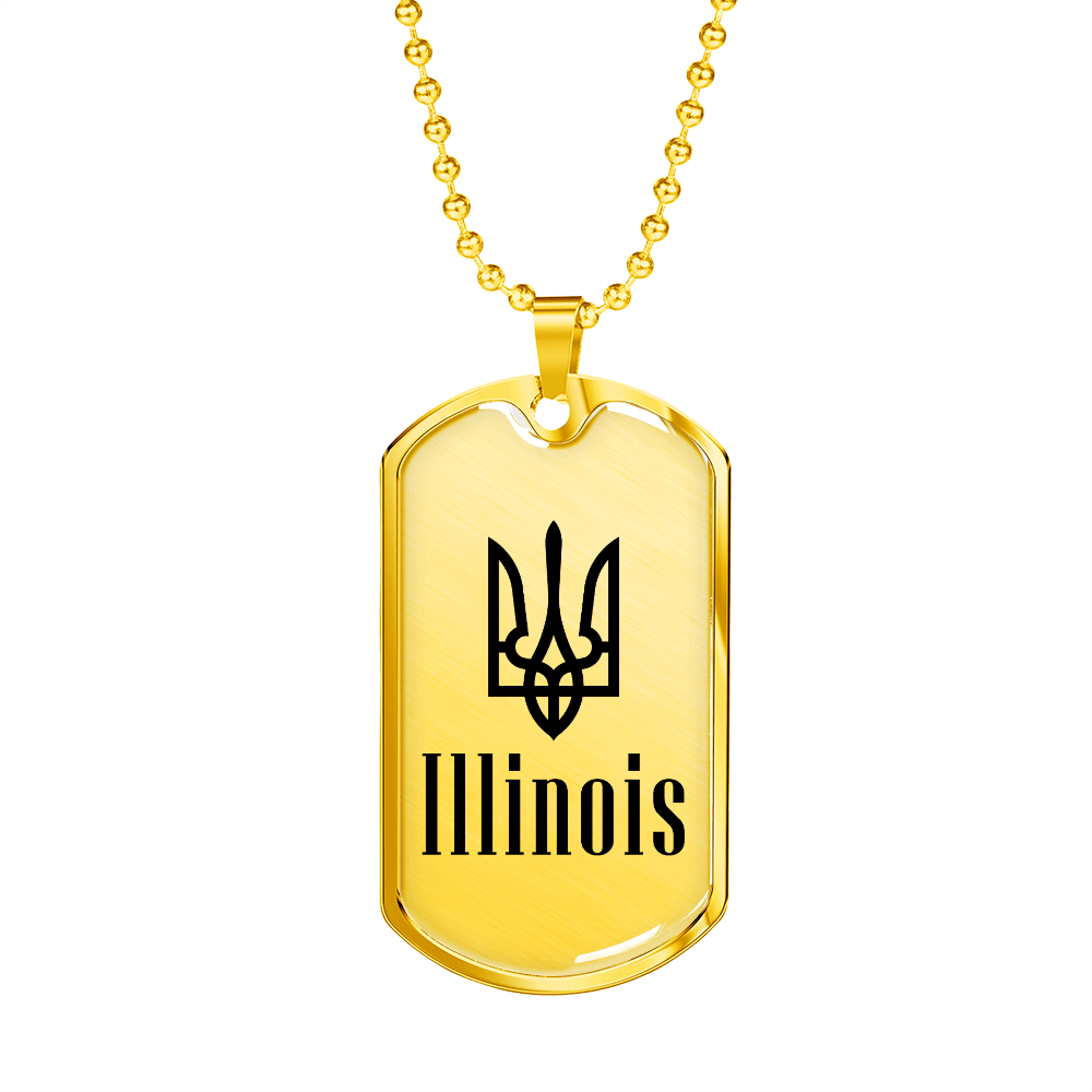 Illinois - 18k Gold Finished Luxury Dog Tag Necklace