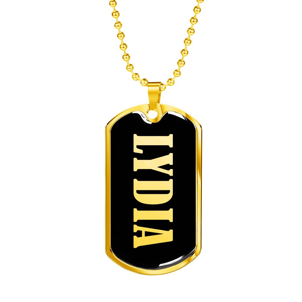 Lydia v02 - 18k Gold Finished Luxury Dog Tag Necklace