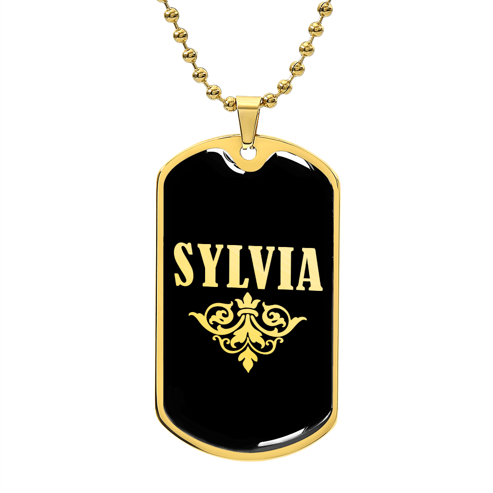 Sylvia v02a - 18k Gold Finished Luxury Dog Tag Necklace