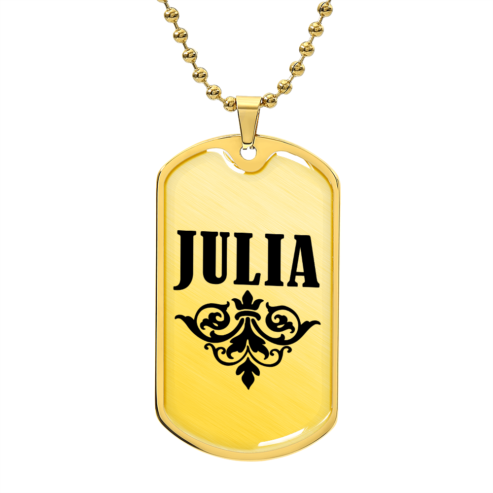 Julia v01a - 18k Gold Finished Luxury Dog Tag Necklace
