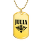Julia v01a - 18k Gold Finished Luxury Dog Tag Necklace