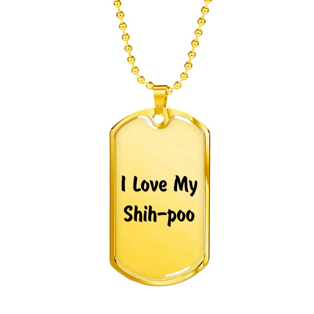 Love My Shih-poo v4 - 18k Gold Finished Luxury Dog Tag Necklace
