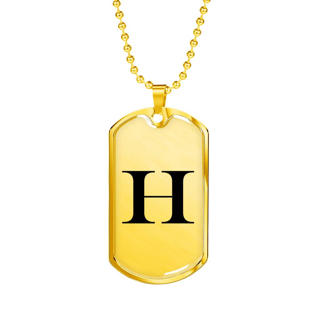 Initial H v1a - 18k Gold Finished Luxury Dog Tag Necklace