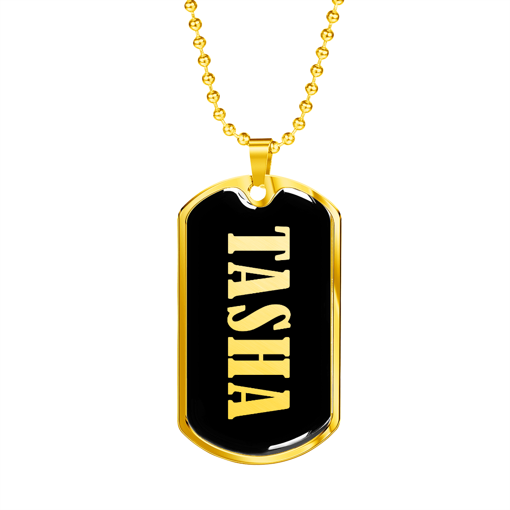 Tasha v02 - 18k Gold Finished Luxury Dog Tag Necklace