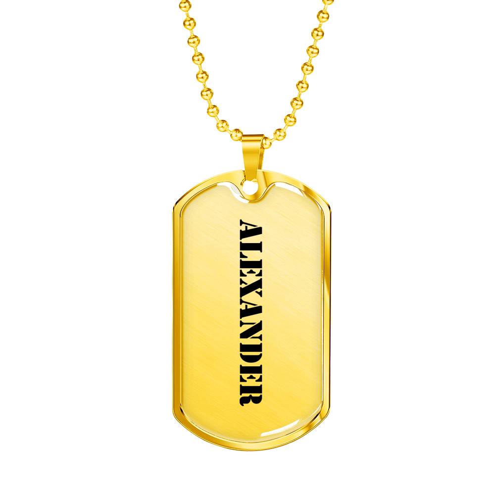 Alexander - 18k Gold Finished Luxury Dog Tag Necklace