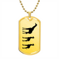 Mama Giraffe With 2 Calves - 18k Gold Finished Luxury Dog Tag Necklace