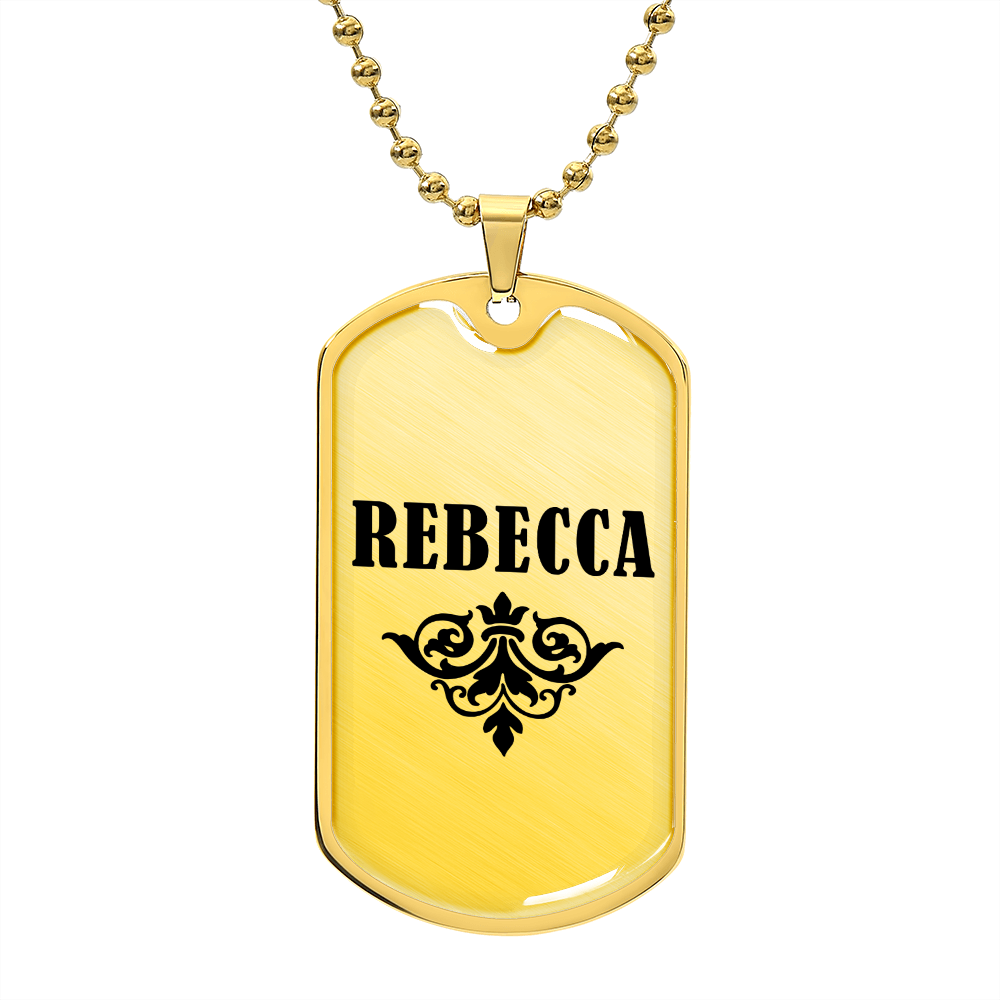 Rebecca v01a - 18k Gold Finished Luxury Dog Tag Necklace