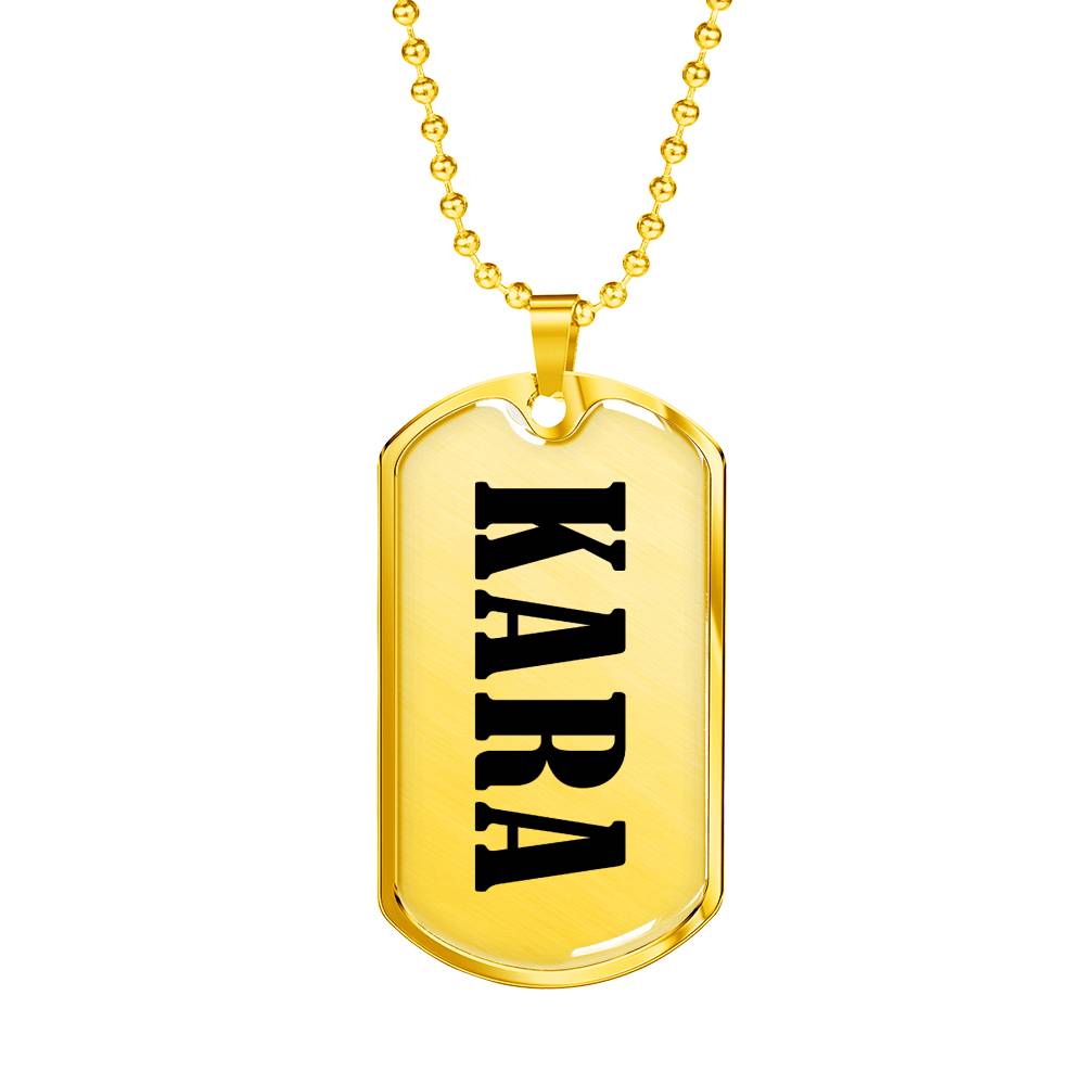 Kara v01 - 18k Gold Finished Luxury Dog Tag Necklace