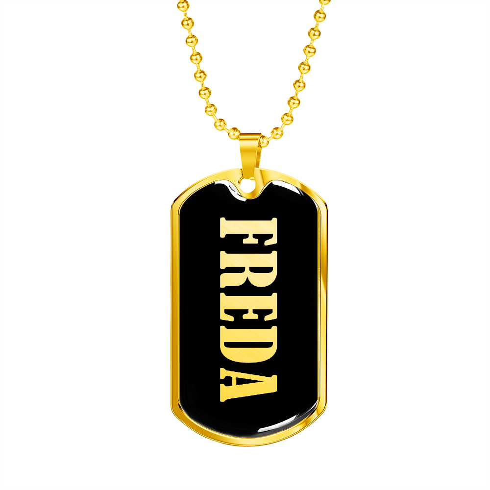 Freda v02 - 18k Gold Finished Luxury Dog Tag Necklace