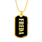 Freda v02 - 18k Gold Finished Luxury Dog Tag Necklace