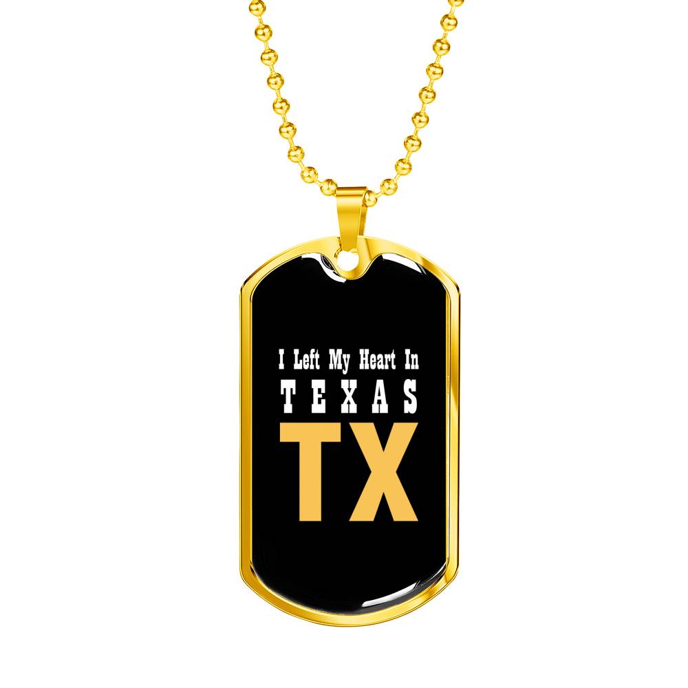 Heart In Texas - 18k Gold Finished Luxury Dog Tag Necklace