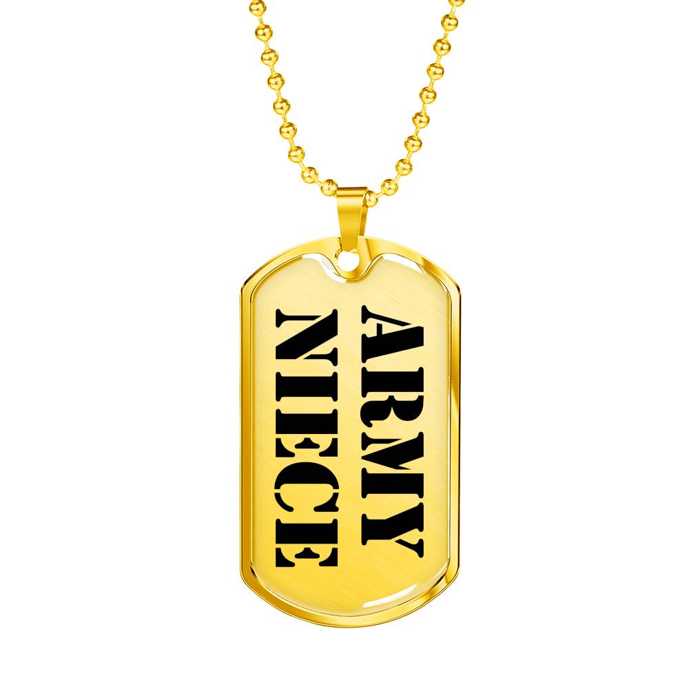 Army Niece - 18k Gold Finished Luxury Dog Tag Necklace