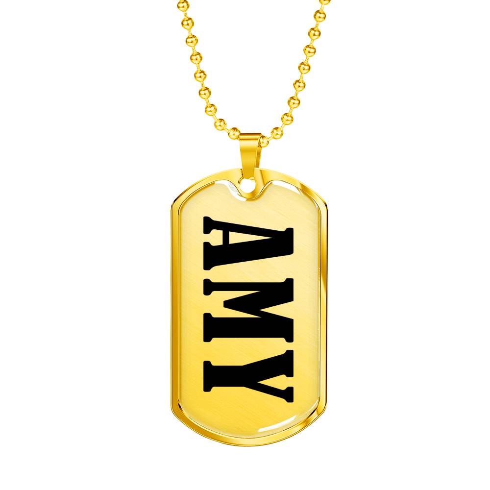Amy v01 - 18k Gold Finished Luxury Dog Tag Necklace