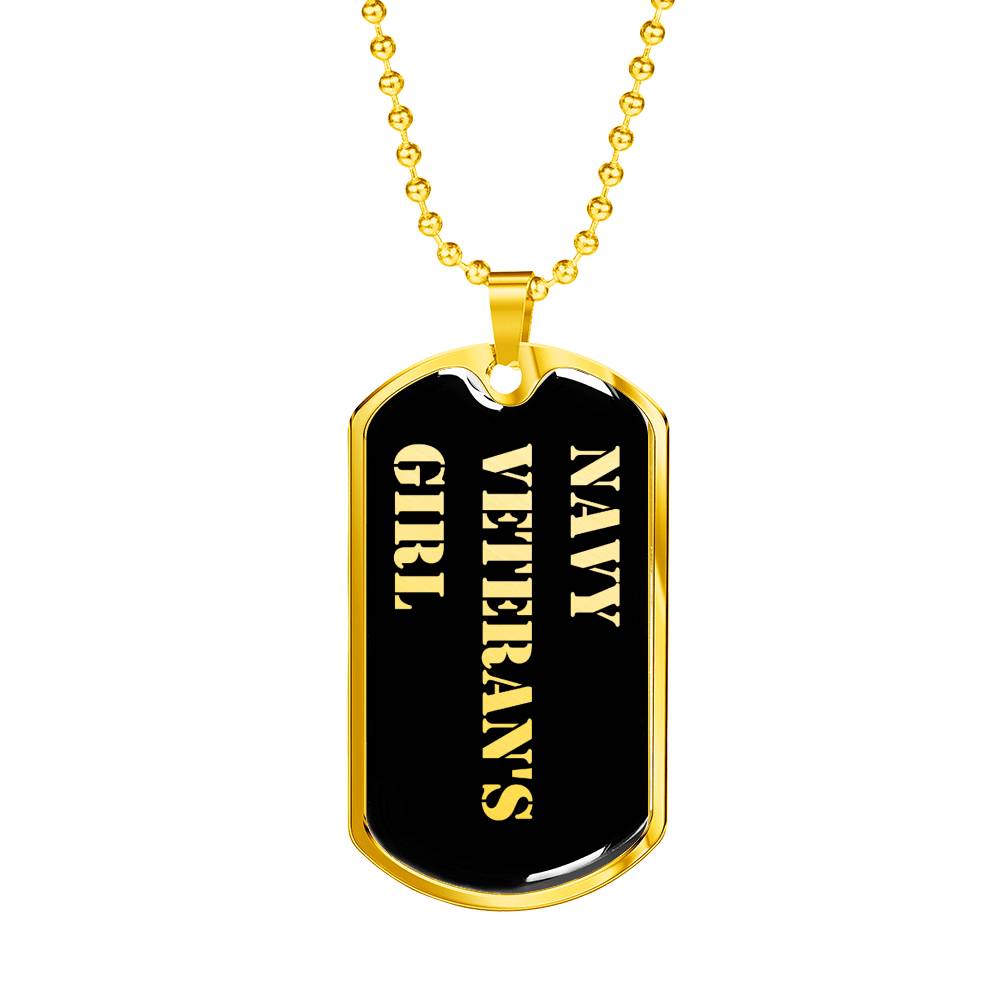 Navy Veteran's Girl v2 - 18k Gold Finished Luxury Dog Tag Necklace