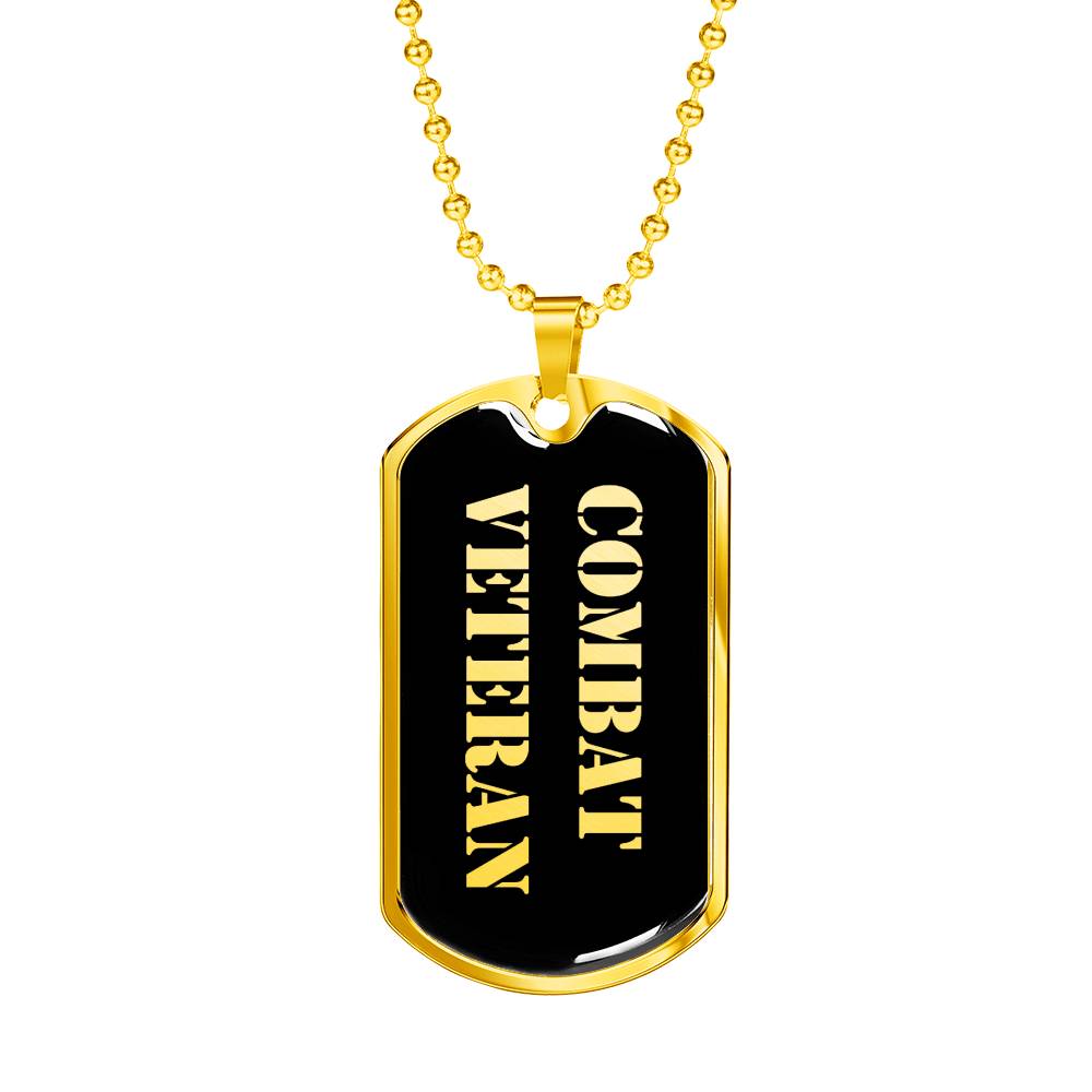 Combat Veteran v2 - 18k Gold Finished Luxury Dog Tag Necklace