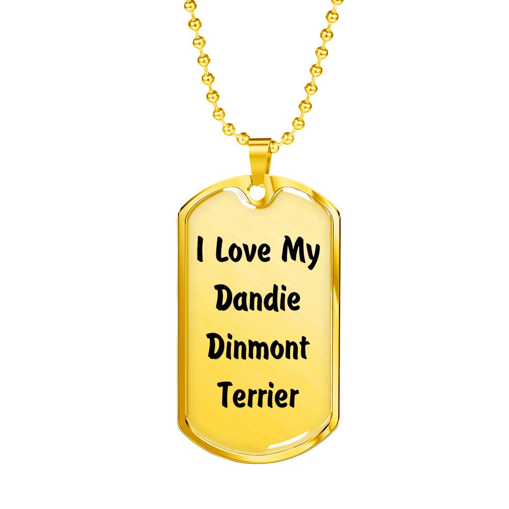 Love My Dandie Dinmont Terrier v4 - 18k Gold Finished Luxury Dog Tag Necklace