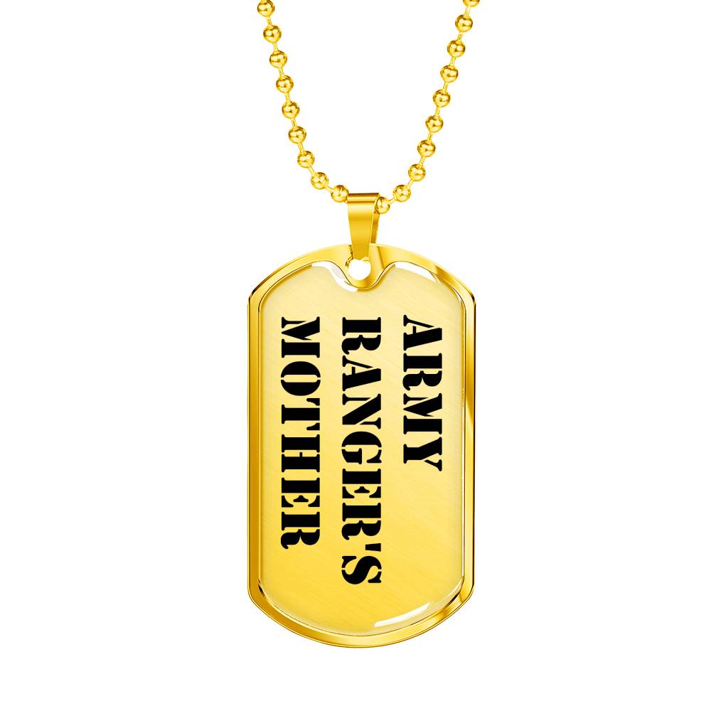 Army Ranger's Mother - 18k Gold Finished Luxury Dog Tag Necklace