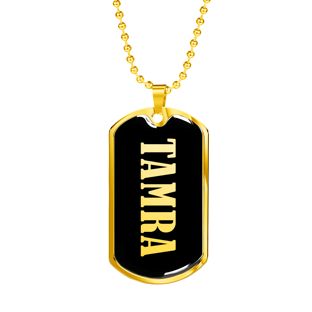 Tamra v02 - 18k Gold Finished Luxury Dog Tag Necklace