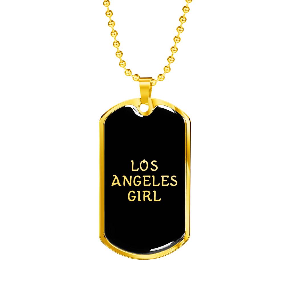Los Angeles Girl v2 - 18k Gold Finished Luxury Dog Tag Necklace