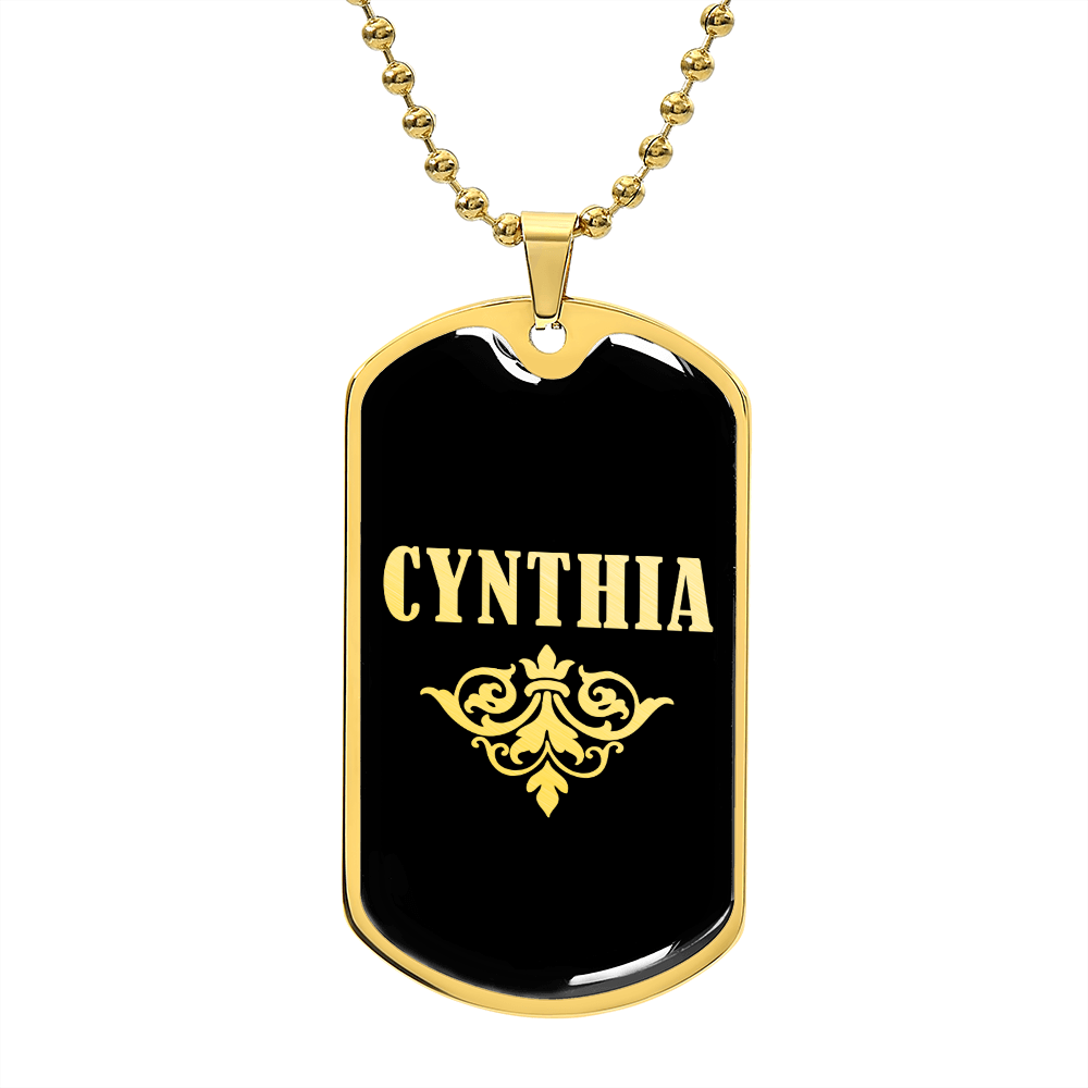Cynthia v02a - 18k Gold Finished Luxury Dog Tag Necklace