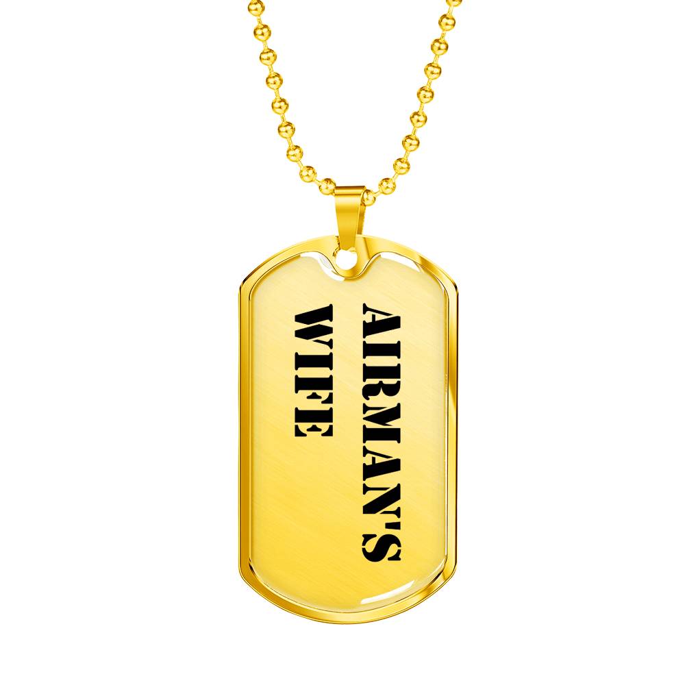Airman's Wife - 18k Gold Finished Luxury Dog Tag Necklace