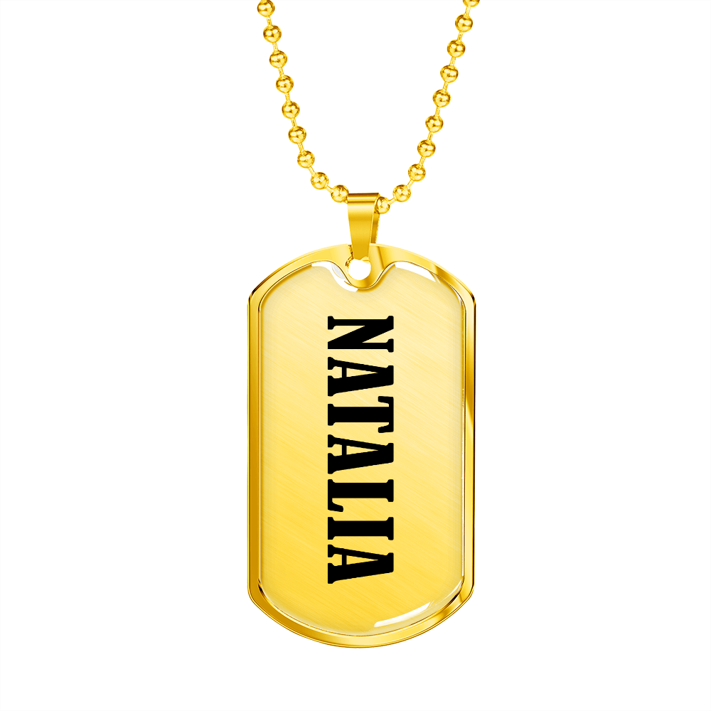 Natalia v01 - 18k Gold Finished Luxury Dog Tag Necklace