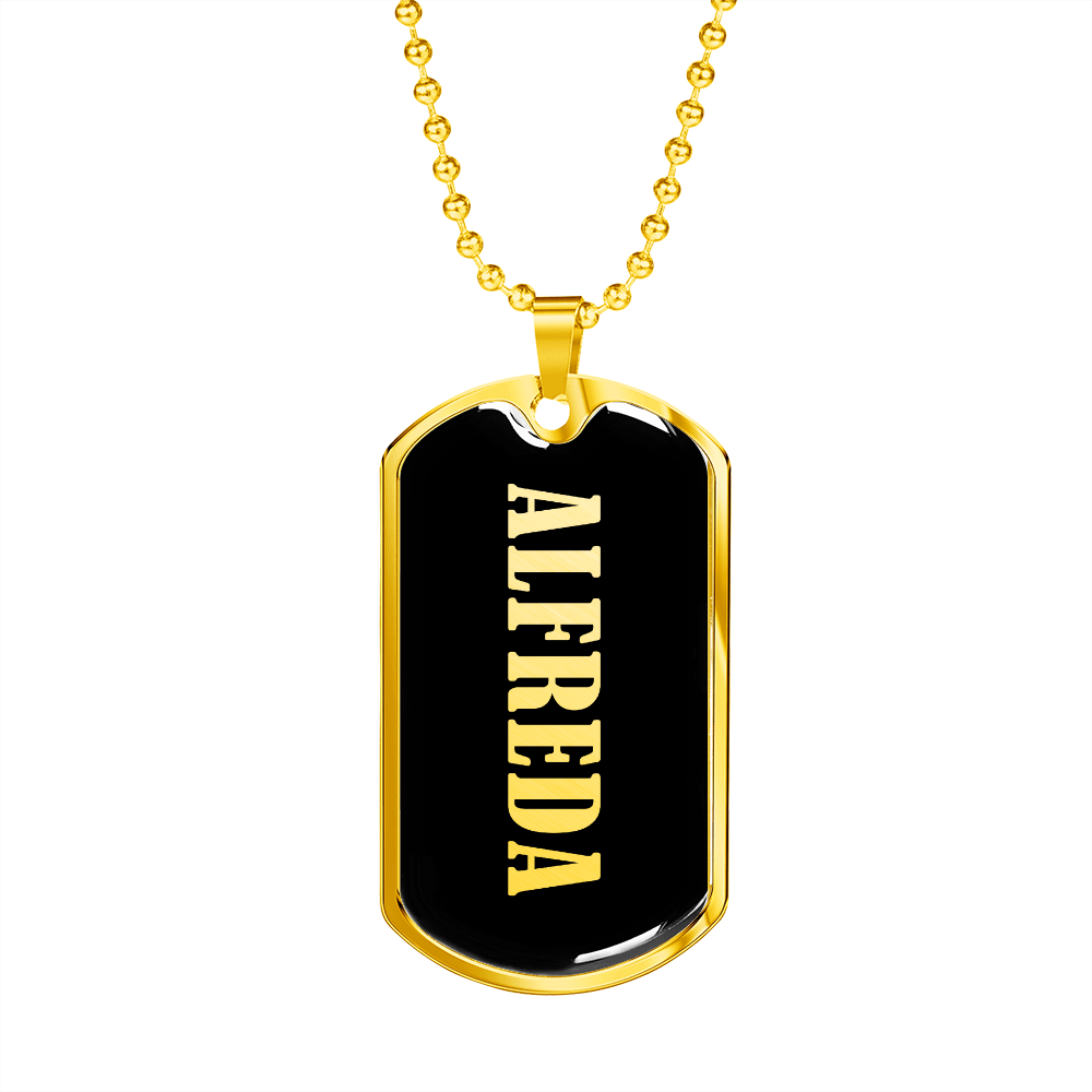 Alfreda v02 - 18k Gold Finished Luxury Dog Tag Necklace