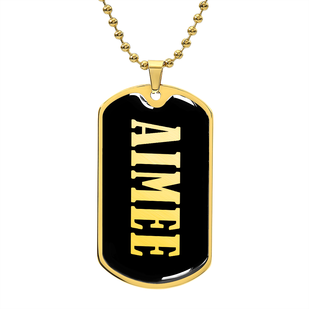 Aimee v02 - 18k Gold Finished Luxury Dog Tag Necklace