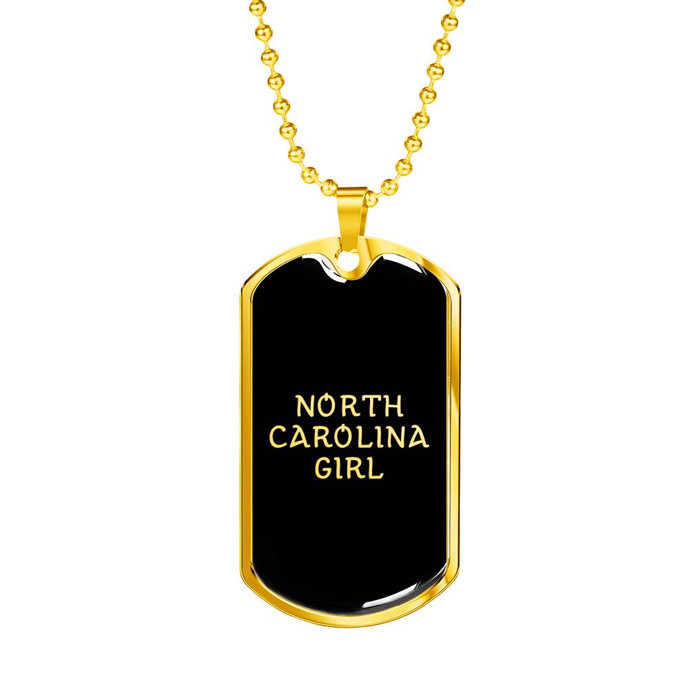 North Carolina Girl v2 - 18k Gold Finished Luxury Dog Tag Necklace