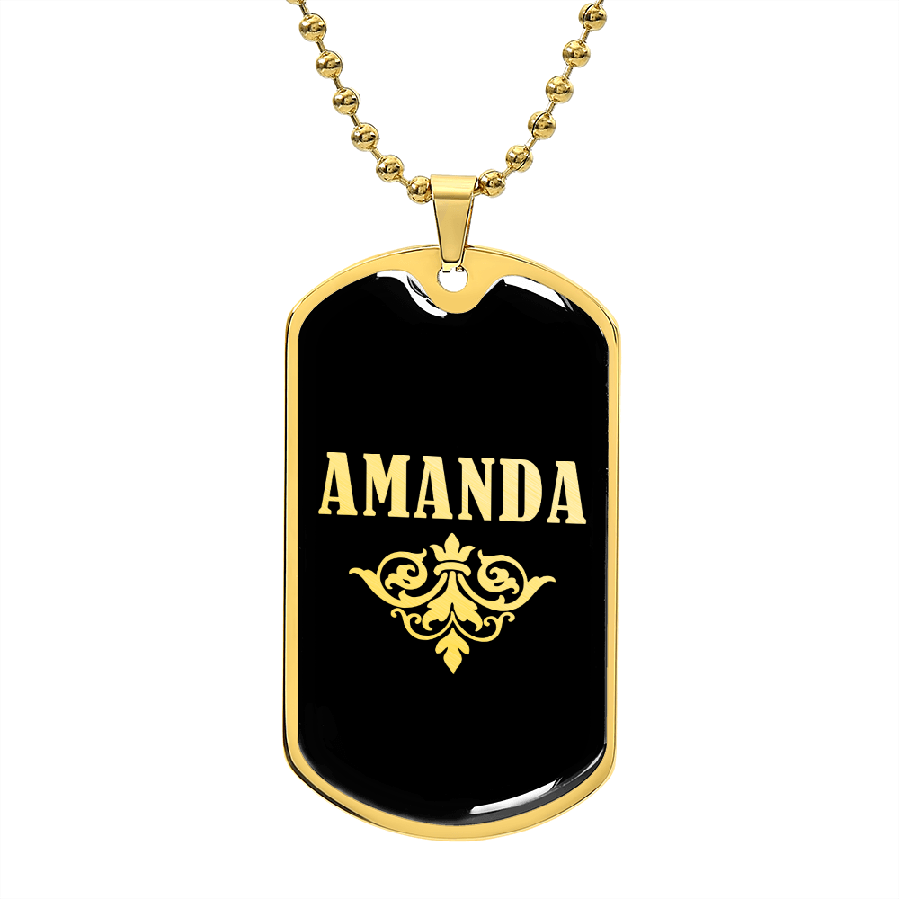 Amanda v02a - 18k Gold Finished Luxury Dog Tag Necklace