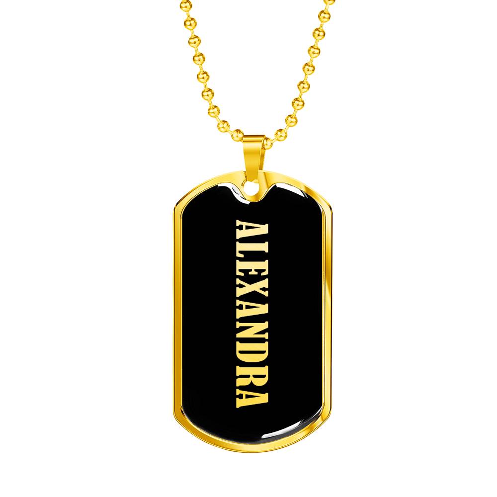 Alexandra v02 - 18k Gold Finished Luxury Dog Tag Necklace