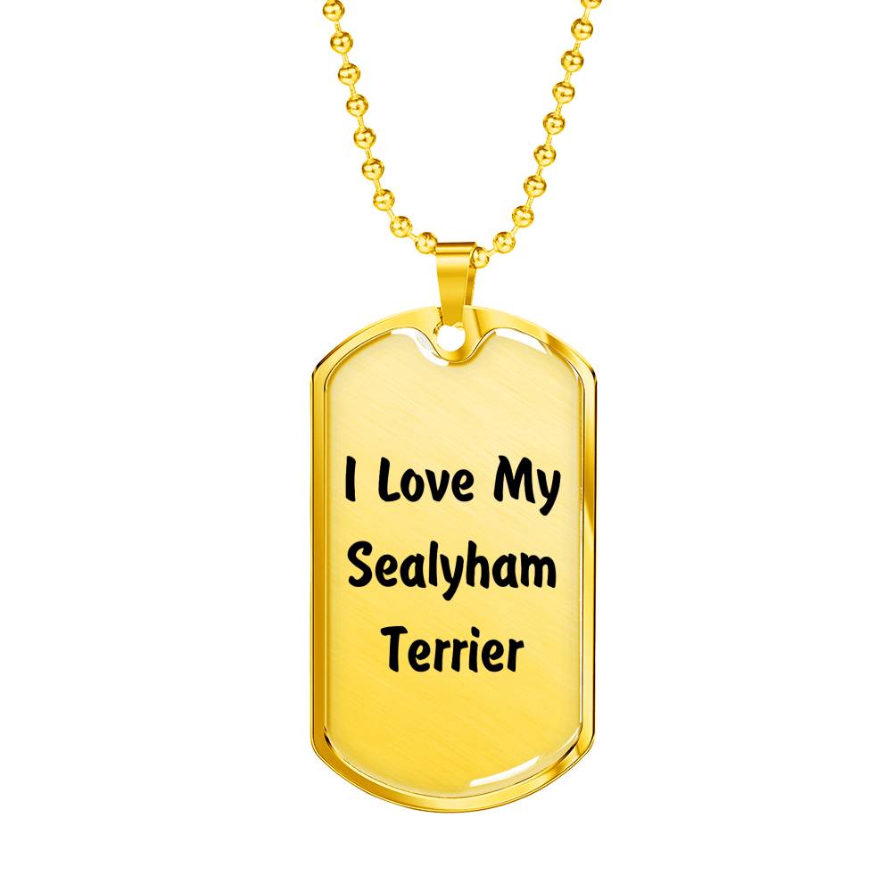 Love My Sealyham Terrier v4 - 18k Gold Finished Luxury Dog Tag Necklace