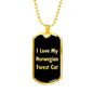 Love My Norwegian Forest Cat v2 - 18k Gold Finished Luxury Dog Tag Necklace