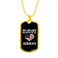My Heart Belongs To An Airman - 18k Gold Finished Luxury Dog Tag Necklace
