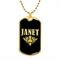 Janet v02a - 18k Gold Finished Luxury Dog Tag Necklace