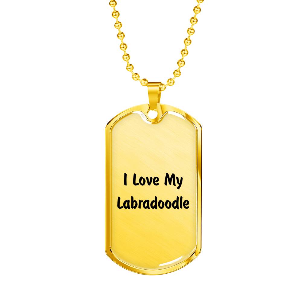 Love My Labradoodle v4 - 18k Gold Finished Luxury Dog Tag Necklace