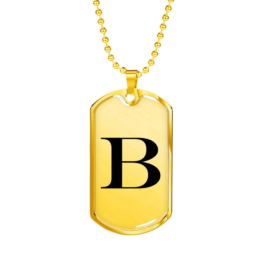 Initial B v1a - 18k Gold Finished Luxury Dog Tag Necklace