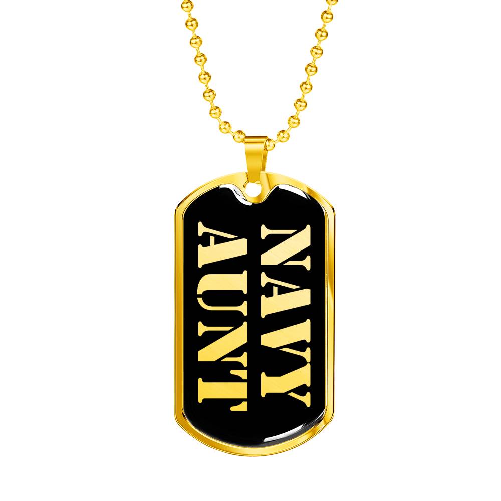 Navy Aunt v2 - 18k Gold Finished Luxury Dog Tag Necklace