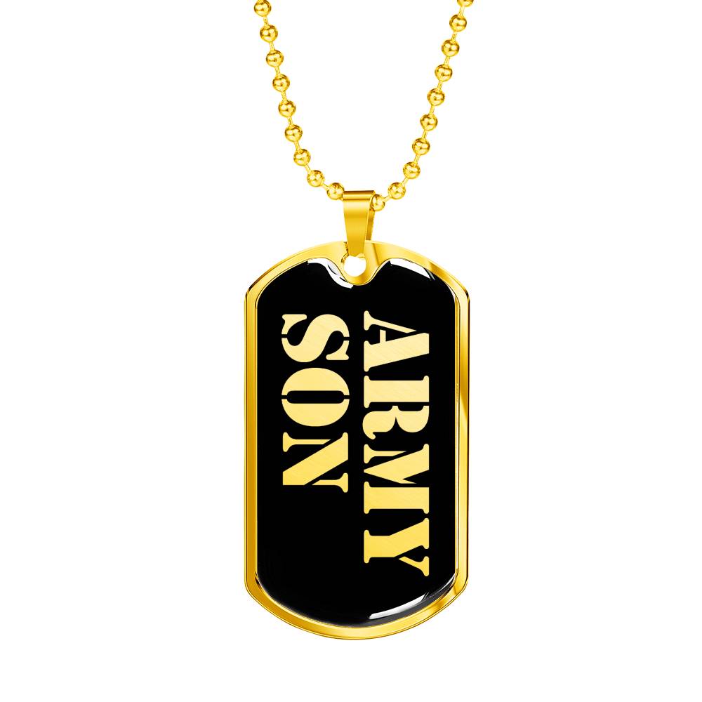 Army Son v2 - 18k Gold Finished Luxury Dog Tag Necklace