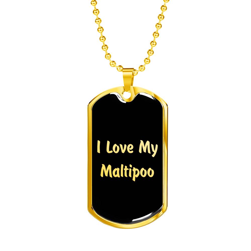 Love My Maltipoo v5 - 18k Gold Finished Luxury Dog Tag Necklace