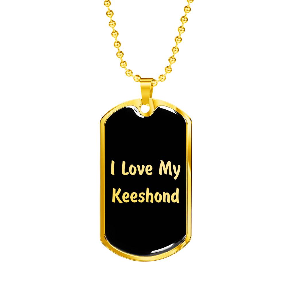 Love My Keeshond v5 - 18k Gold Finished Luxury Dog Tag Necklace