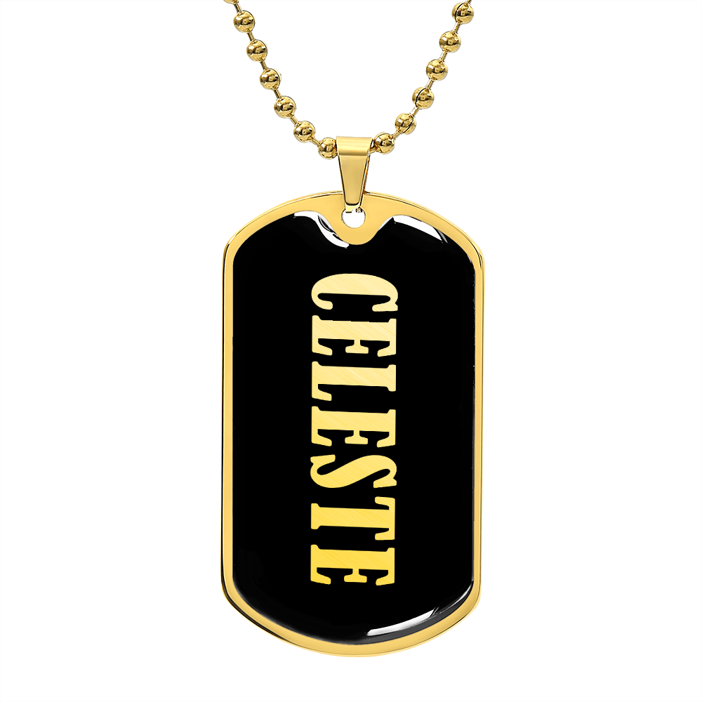 Celeste v02 - 18k Gold Finished Luxury Dog Tag Necklace