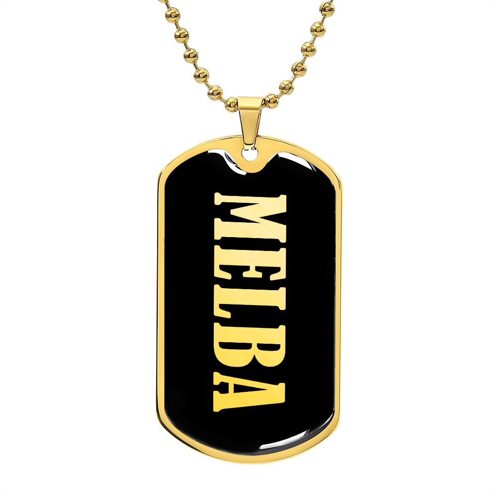 Melba v02 - 18k Gold Finished Luxury Dog Tag Necklace