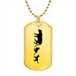 Mama Lioness With 2 Cubs - 18k Gold Finished Luxury Dog Tag Necklace