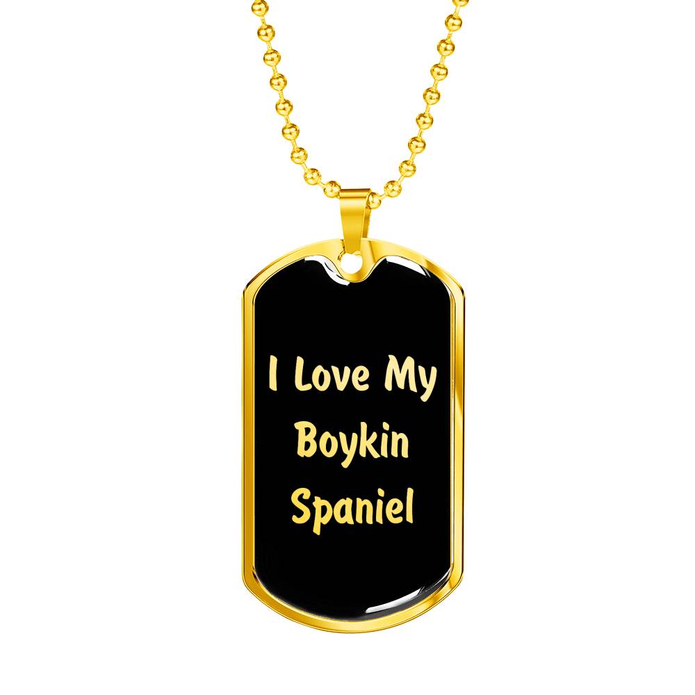 Love My Boykin Spaniel v5 - 18k Gold Finished Luxury Dog Tag Necklace