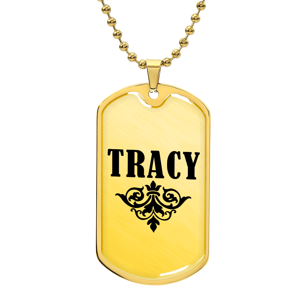 Tracy v01a - 18k Gold Finished Luxury Dog Tag Necklace