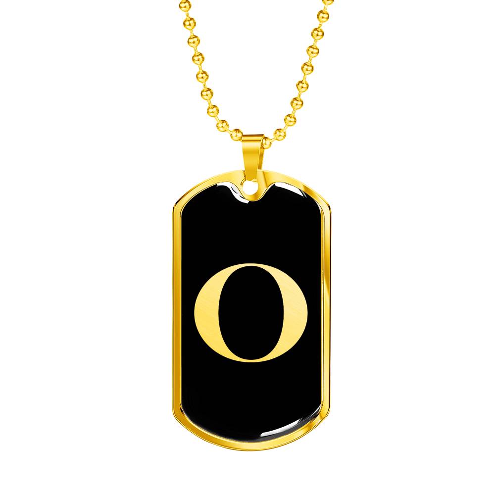 Initial O v2a - 18k Gold Finished Luxury Dog Tag Necklace