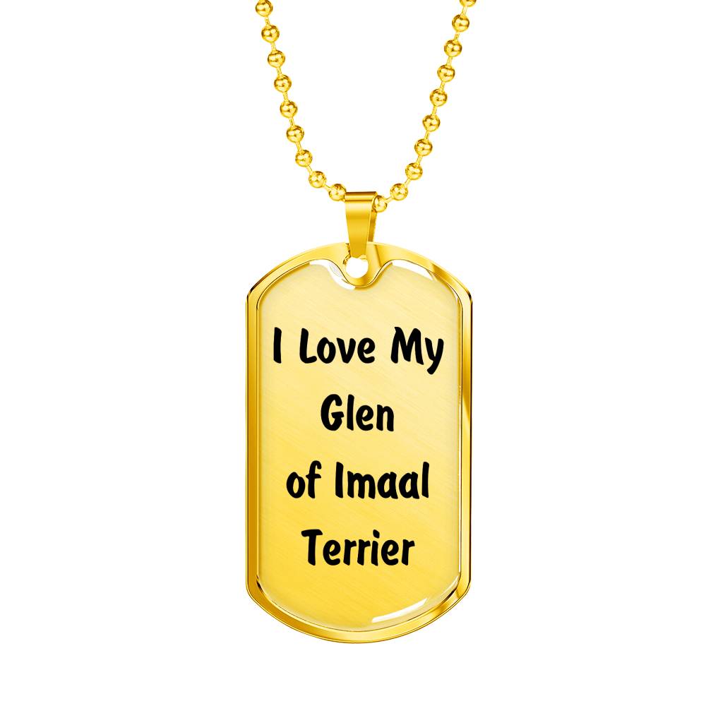 Love My Glen of Imaal Terrier v4 - 18k Gold Finished Luxury Dog Tag Necklace