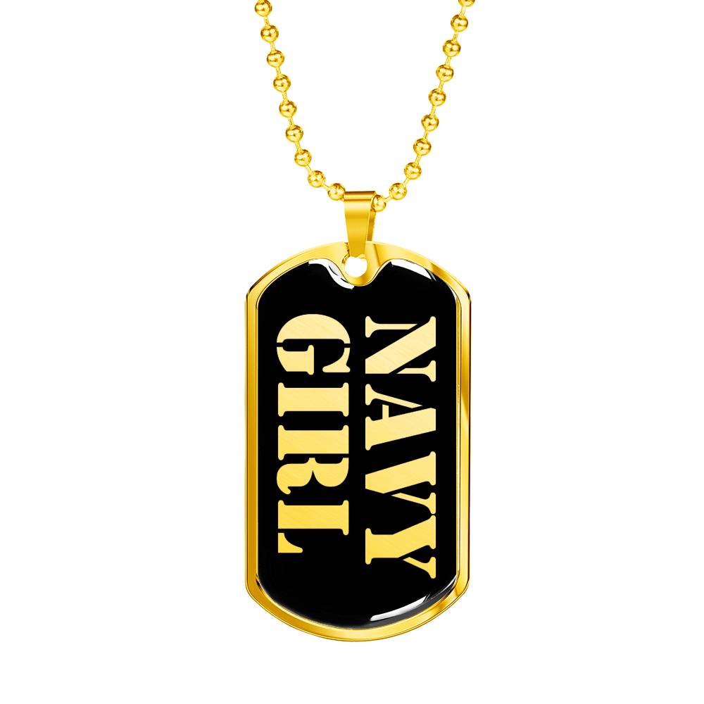 Navy Girl v2 - 18k Gold Finished Luxury Dog Tag Necklace