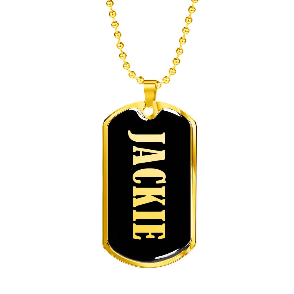 Jackie v02 - 18k Gold Finished Luxury Dog Tag Necklace